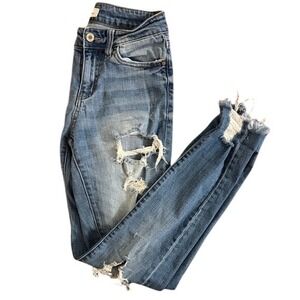 Kancan Jeans Women Blue Distressed High Rise Skinny Jeans Size 5 26
